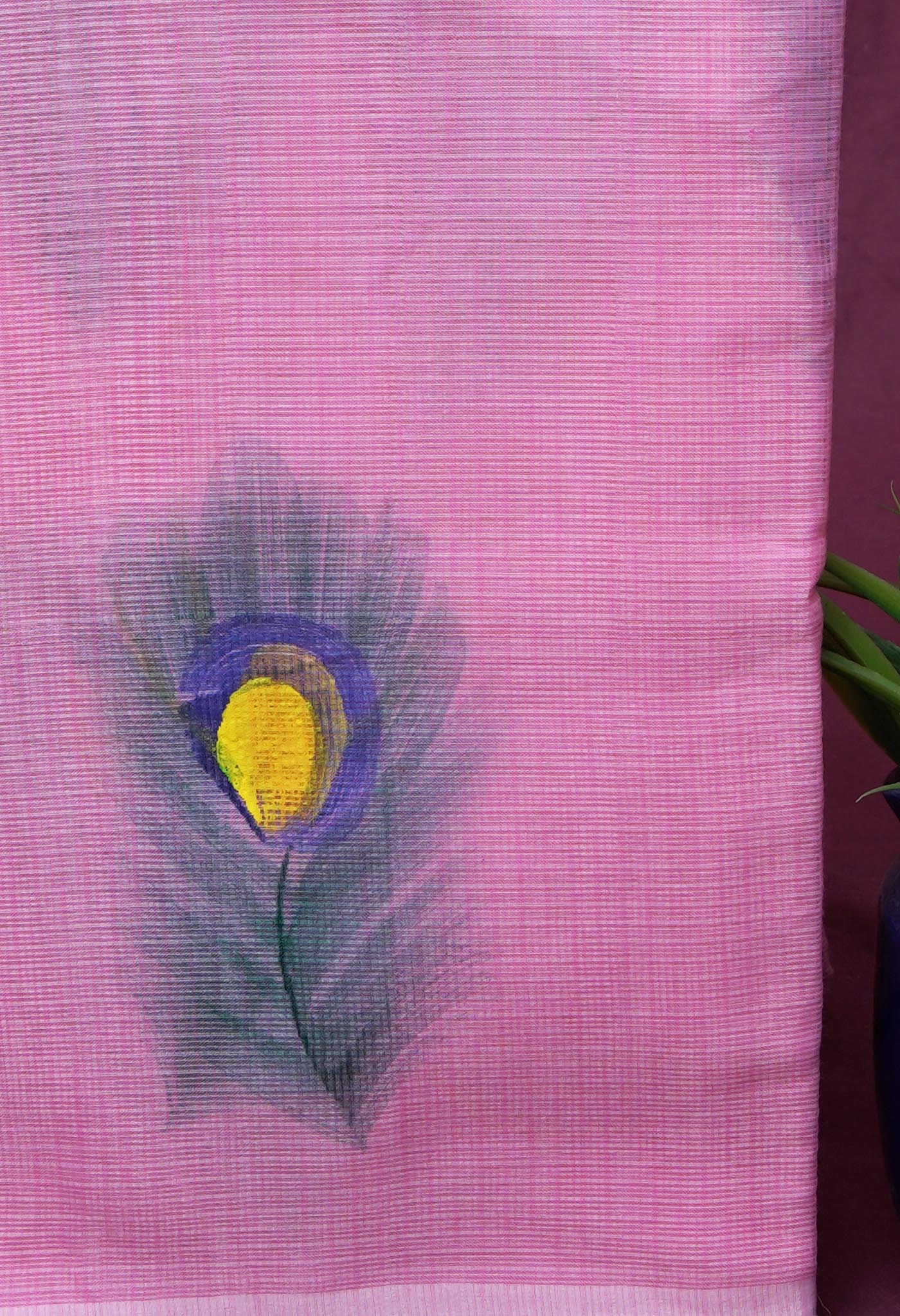 Pink Pure Hand Painted Doria Kota Saree-UNM83110