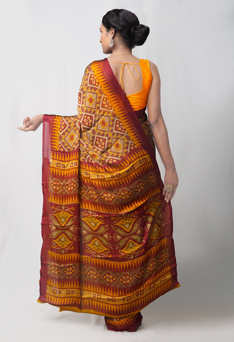 Online Shopping for Multi  Chiffon Soft Silk Saree with Fancy/Ethnic Prints from Punjab at Unnatisilks.comIndia
