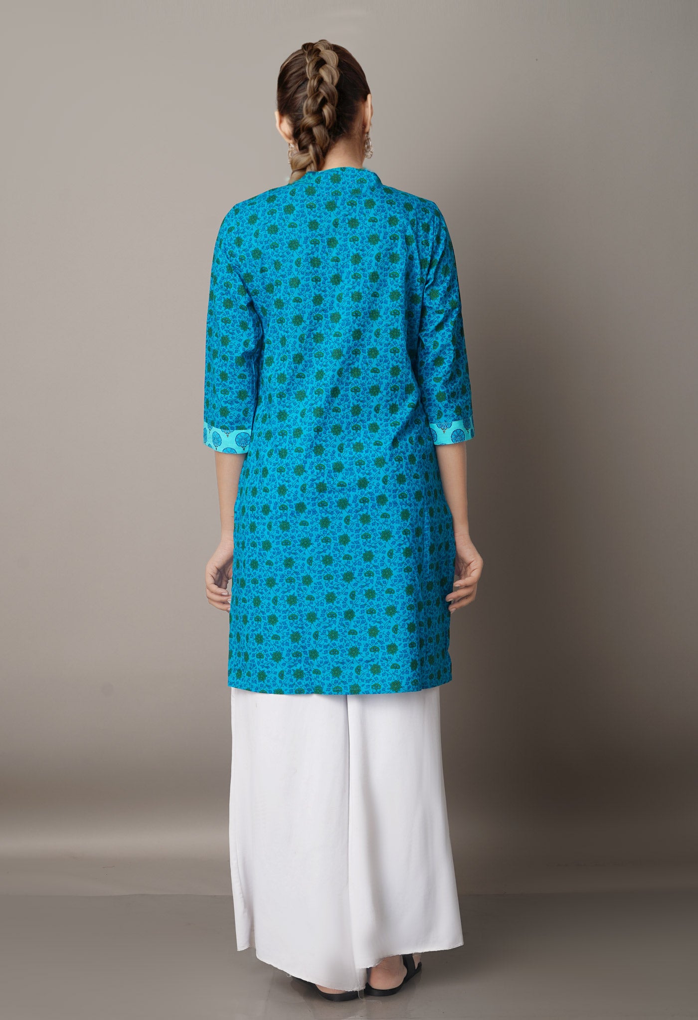 PKK1532-Sloka Weaves Blue Rajasthani Cotton Kurti