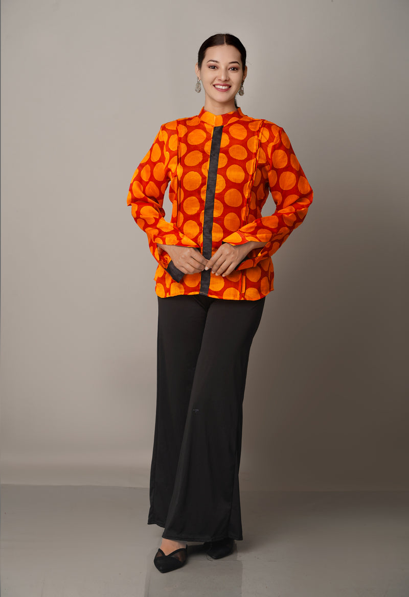 Red Pure Handloom Chanderi Shirt-PKK1646
