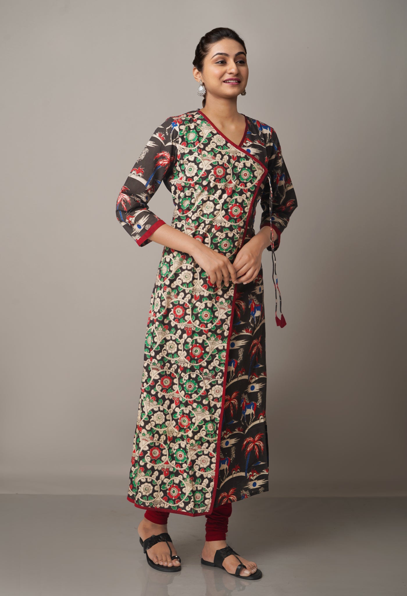Black Pure Kalamkari Cotton Long Kurta-PKK1759