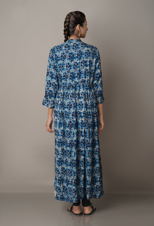 Grey Printed  Rayon Silk Anarkali Kurta-PKK1817