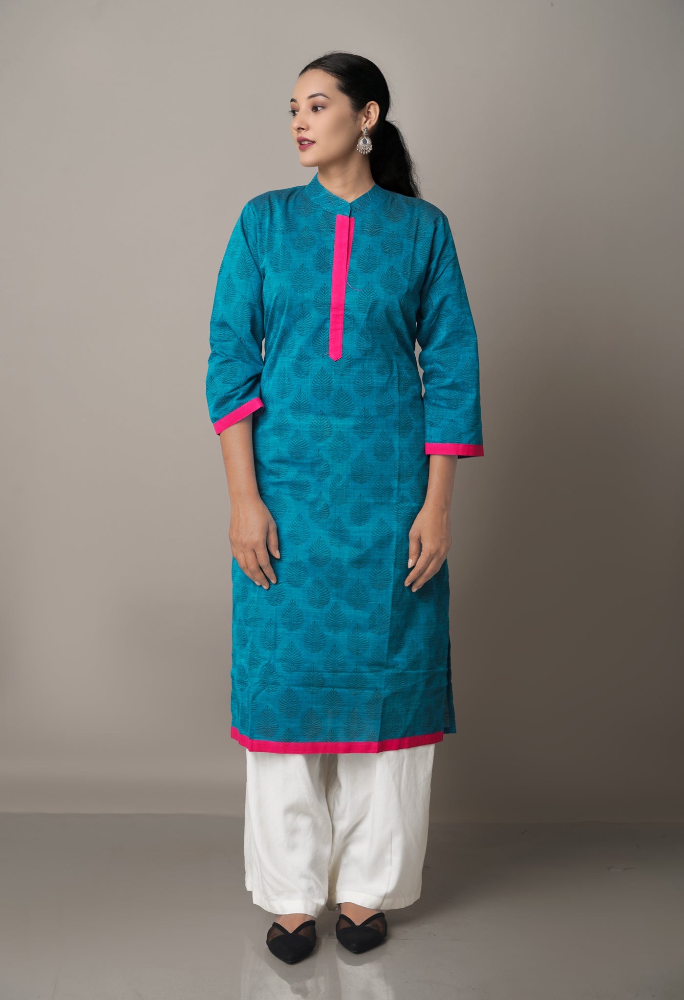 Blue Pure Mangalagiri Cotton Kurta-PKK1834