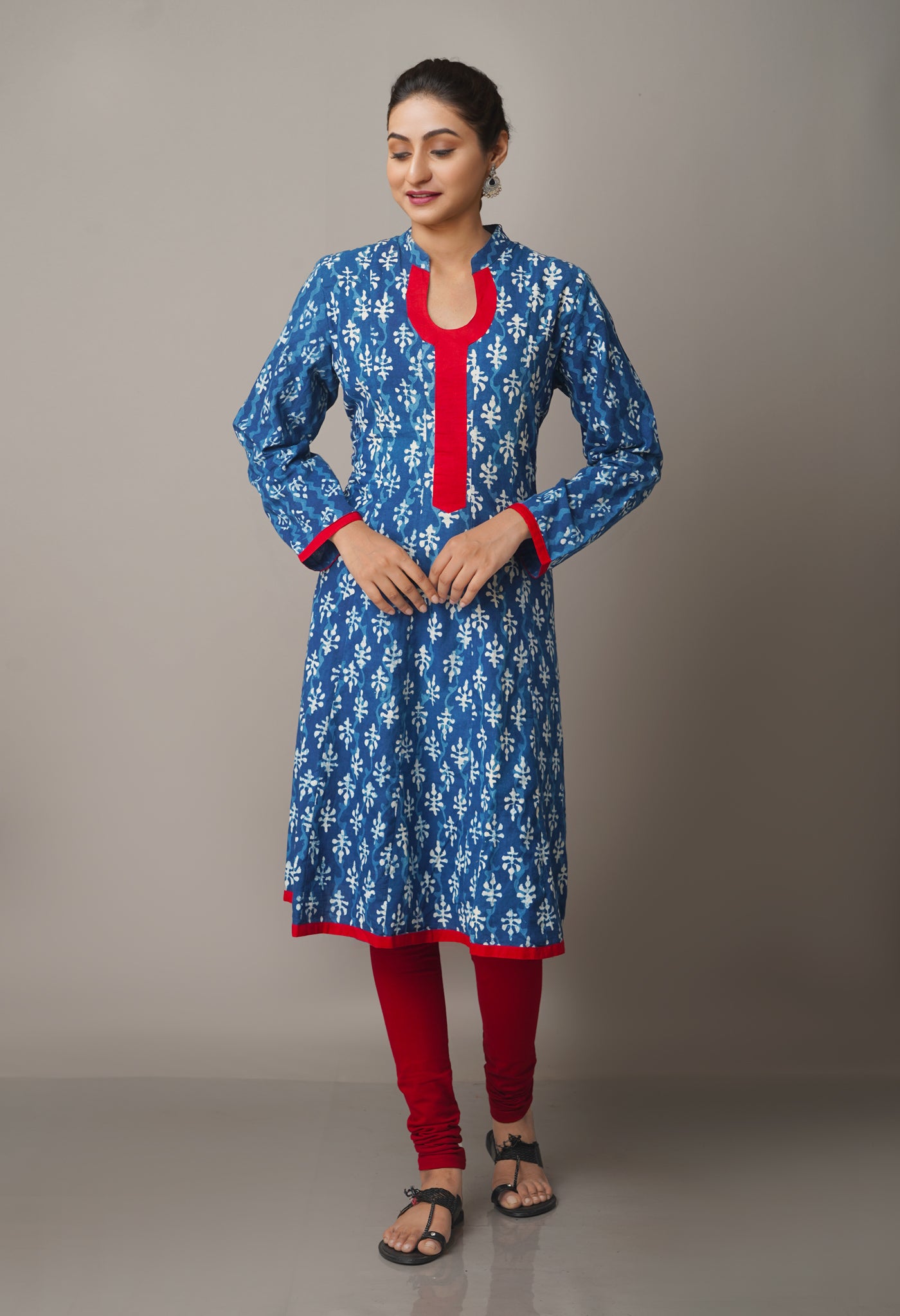 PKK758-Pracheen kala navy blue Rajasthani soft cotton kurta