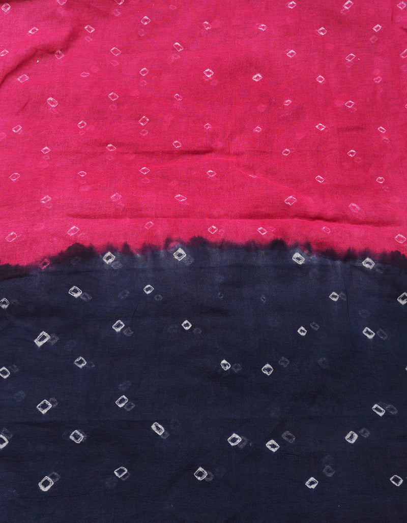 Unstitched Pink-Teal Pure Bandhani Cotton Salwar Kameez –PR8822