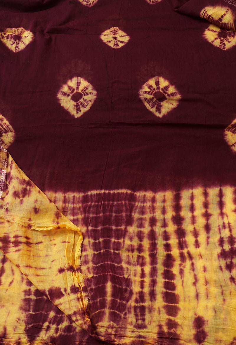 Dark Purple Pure Tie- Dye Shibori Cotton Dupatta- UDS3481