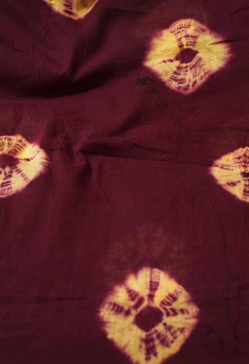 Dark Purple Pure Tie- Dye Shibori Cotton Dupatta- UDS3481