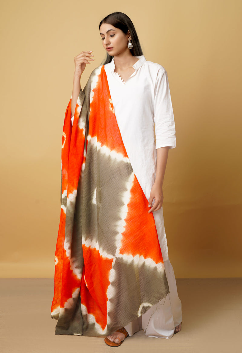 Multi Pure Tie- Dye Shibori Kota Cotton Dupatta- UDS3512