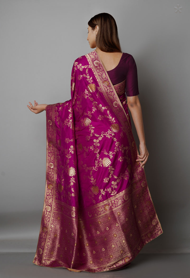 Purple  Banarasi Silk Saree-UNM62292