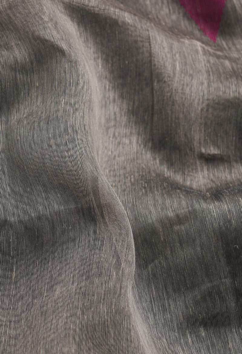 Grey Pure Handloom Dhakai Jamdhani Sico Saree-UNM65179