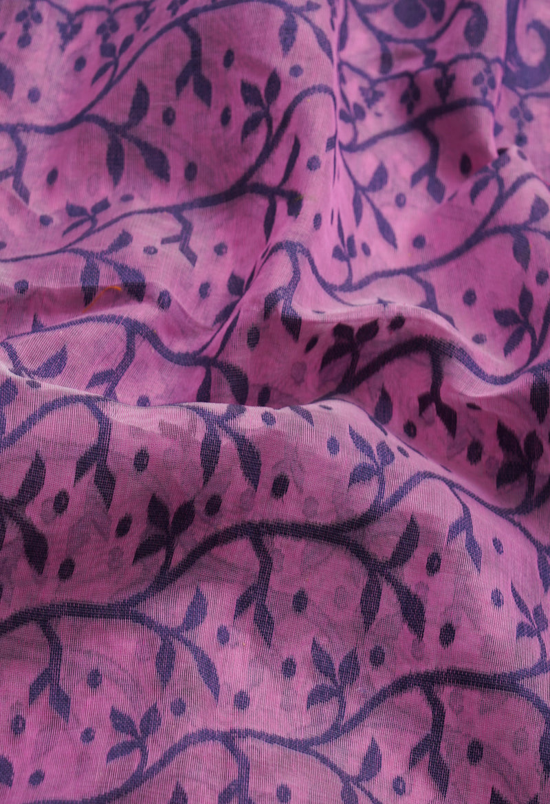 Pink Pure Handloom Dhakai Jamdhani Cotton Silk Saree-UNM65184