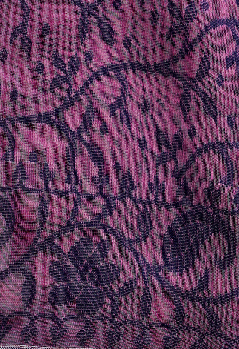 Pink Pure Handloom Dhakai Jamdhani Cotton Silk Saree-UNM65184
