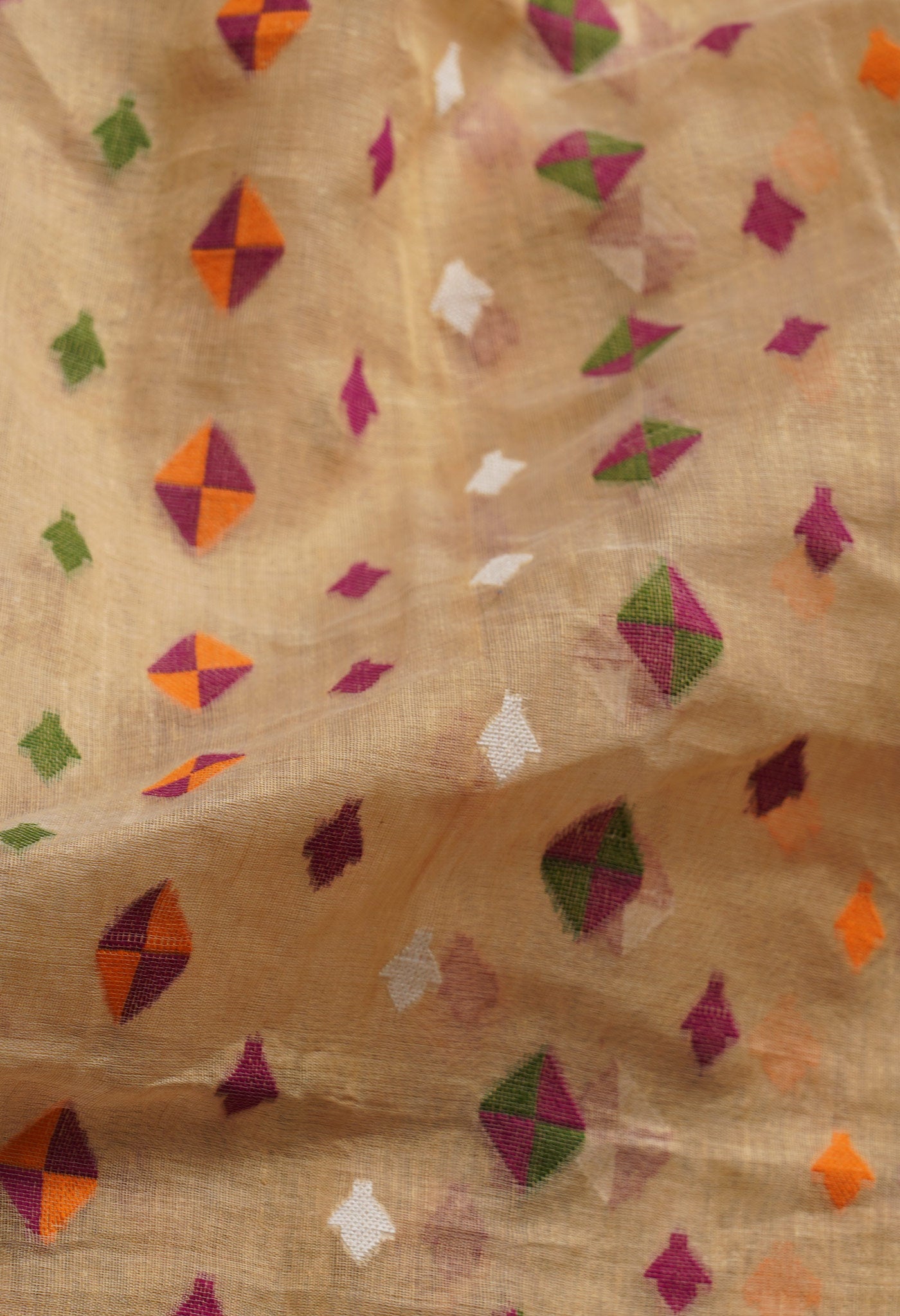 Brown Pure Handloom Dhakai Jamdhani Cotton Saree-UNM65188