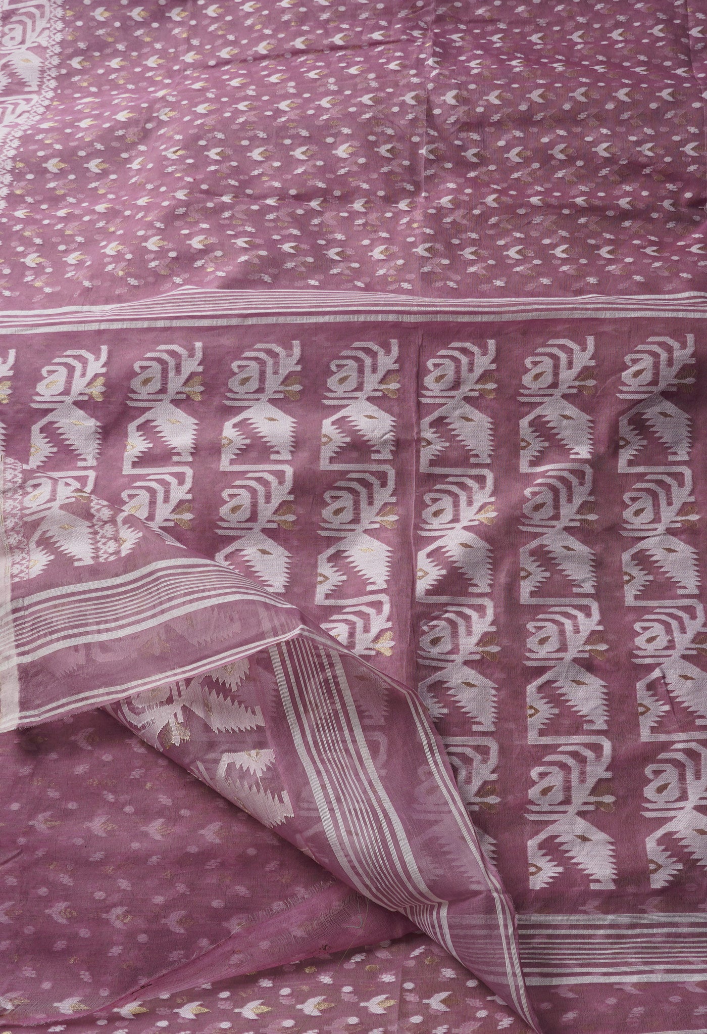 Pink Pure Handloom Dhakai Jamdhani Cotton Saree-UNM65195