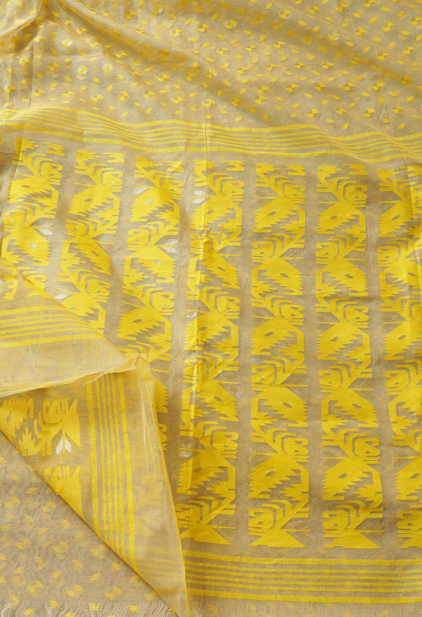 Brown Pure Handloom Dhakai Jamdhani Cotton Saree-UNM65199