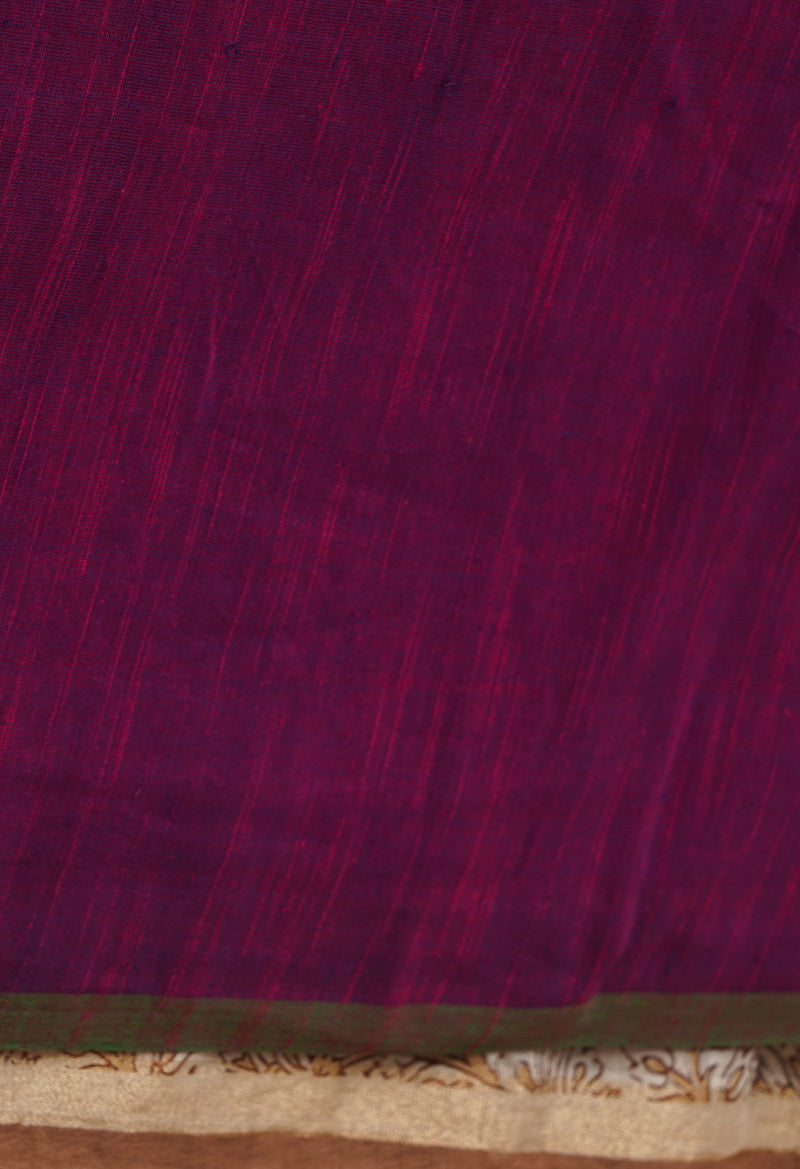 Pink-Navy Blue Pure  Cotton Linen Saree With Tassels-UNM65230