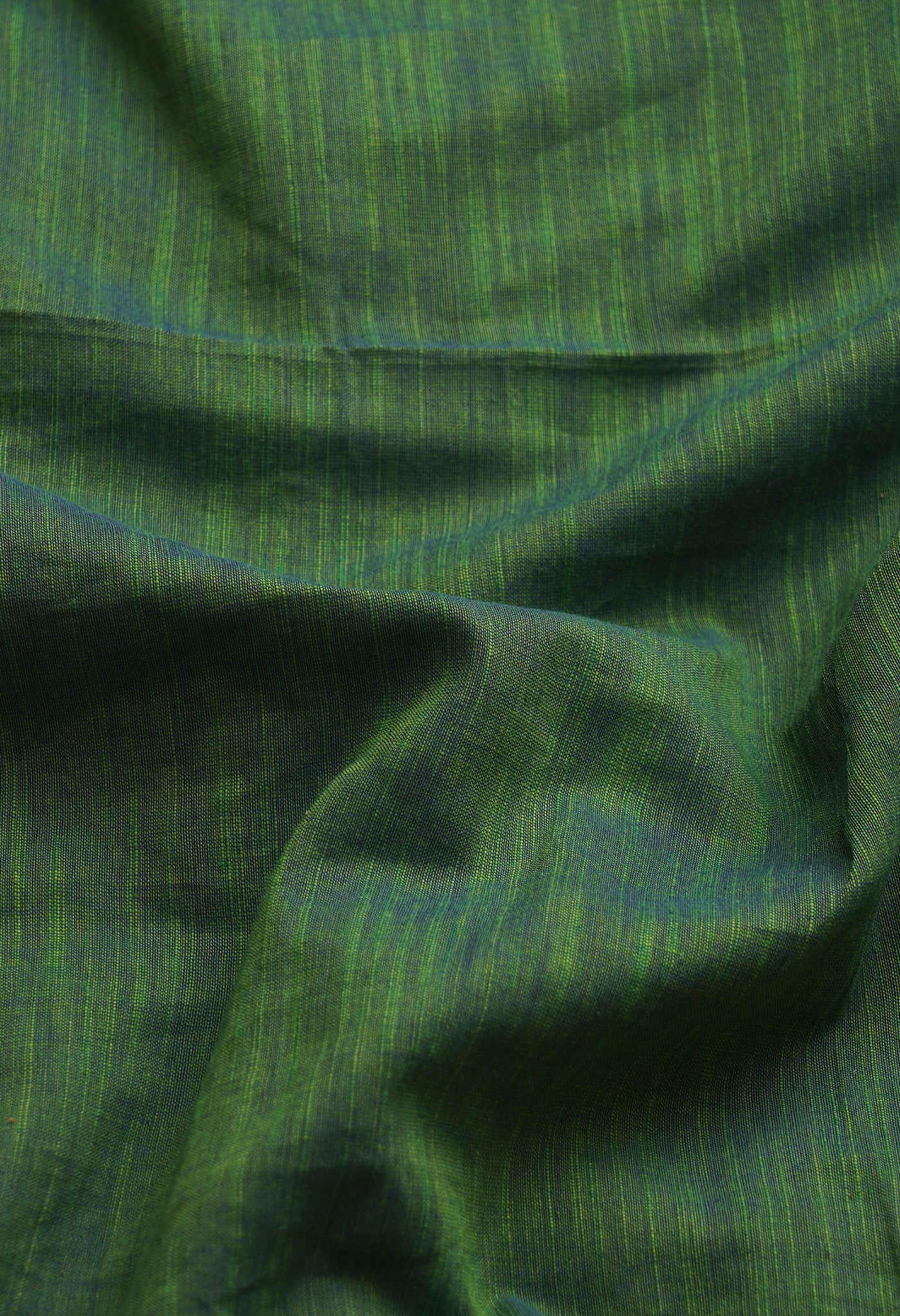 Green-Blue Pure  Cotton Linen Saree With Tassels-UNM65233