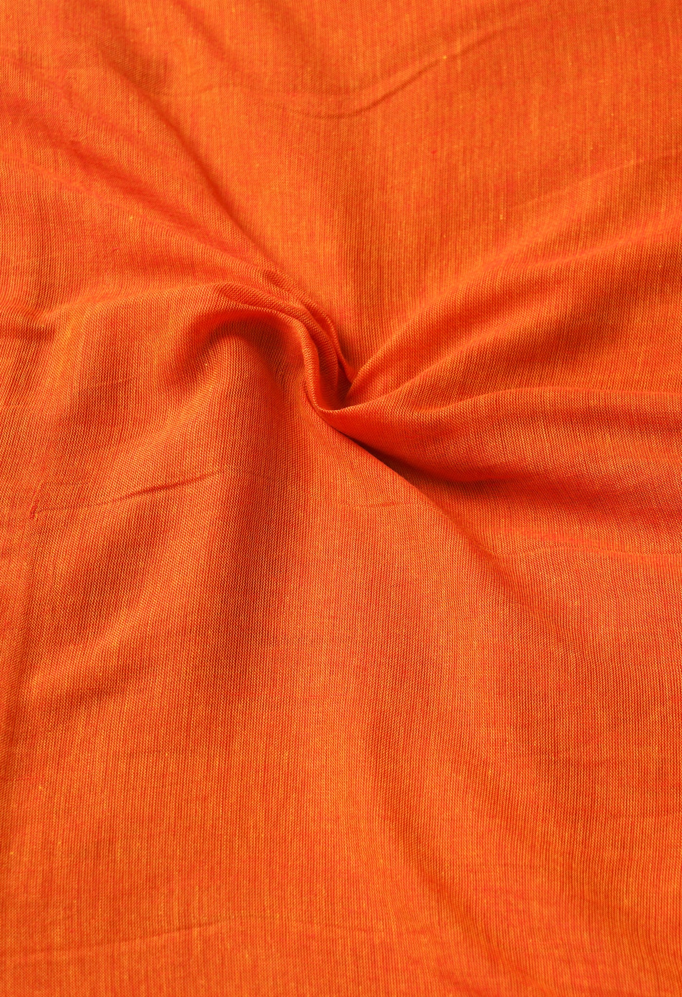 Orange-Red Pure  Cotton Linen Saree With Tassels-UNM65256