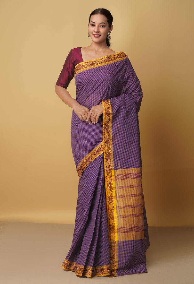 Purple Pure Pavani Venkatagiri Cotton Saree-UNM65673