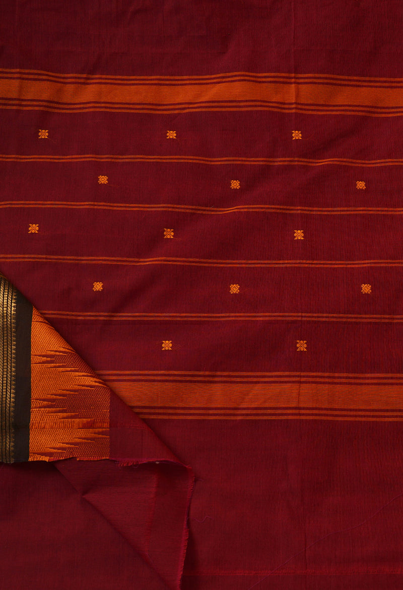 Maroon Pure Handloom Pavani Chettinad Cotton Saree-UNM65782