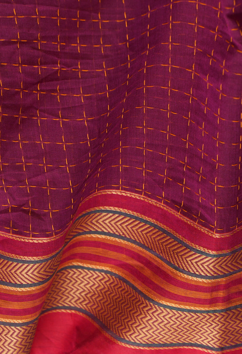 Purple Pure Handloom Pavani Chettinad Cotton Saree-UNM65799