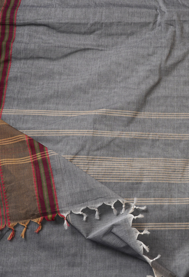 Grey Pure Handloom Pavani Chettinad Cotton Saree-UNM65853