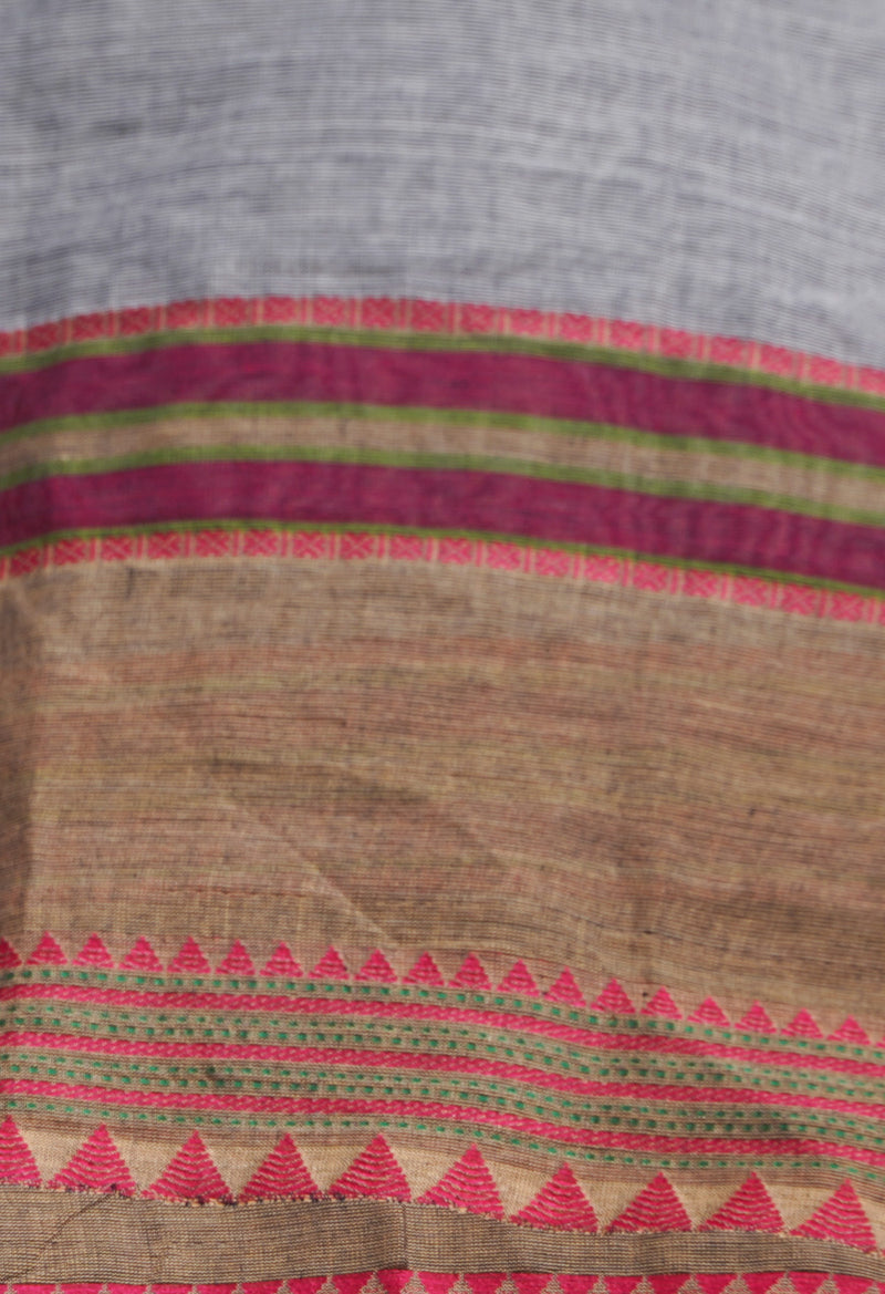 Grey Pure Handloom Pavani Chettinad Cotton Saree-UNM65853