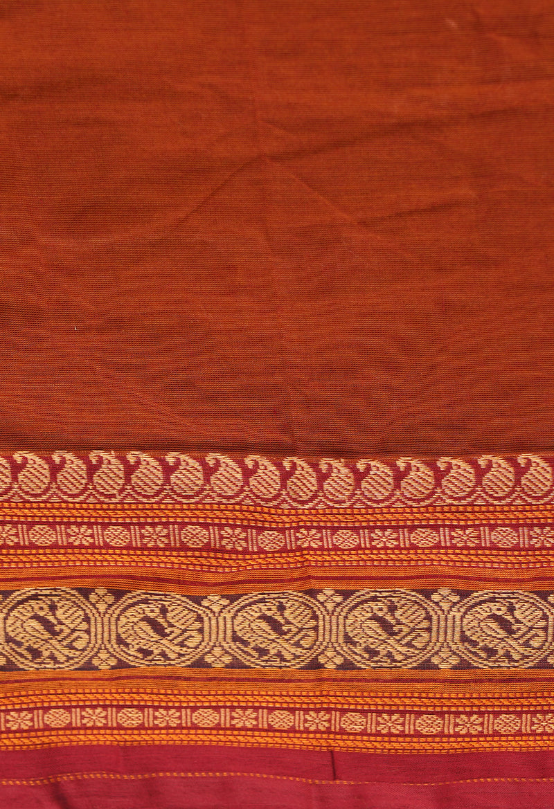 Brown Pure Handloom Pavani Chettinad Cotton Saree-UNM65859