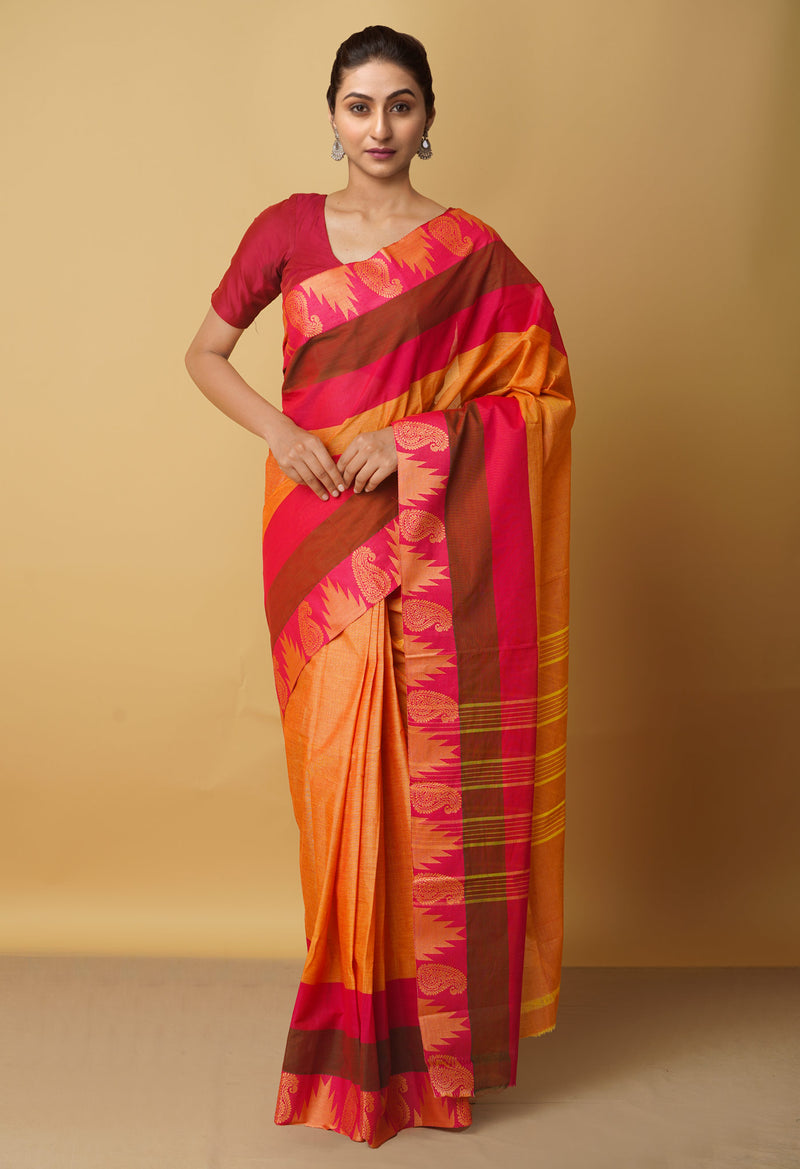 Multi Pure Pavani Handcrafted Kanchi Cotton Saree-UNM65904