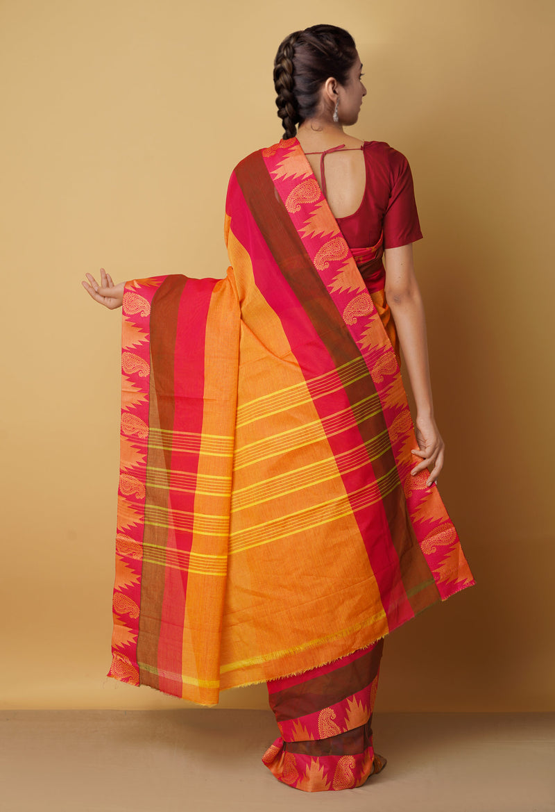 Multi Pure Pavani Handcrafted Kanchi Cotton Saree-UNM65904
