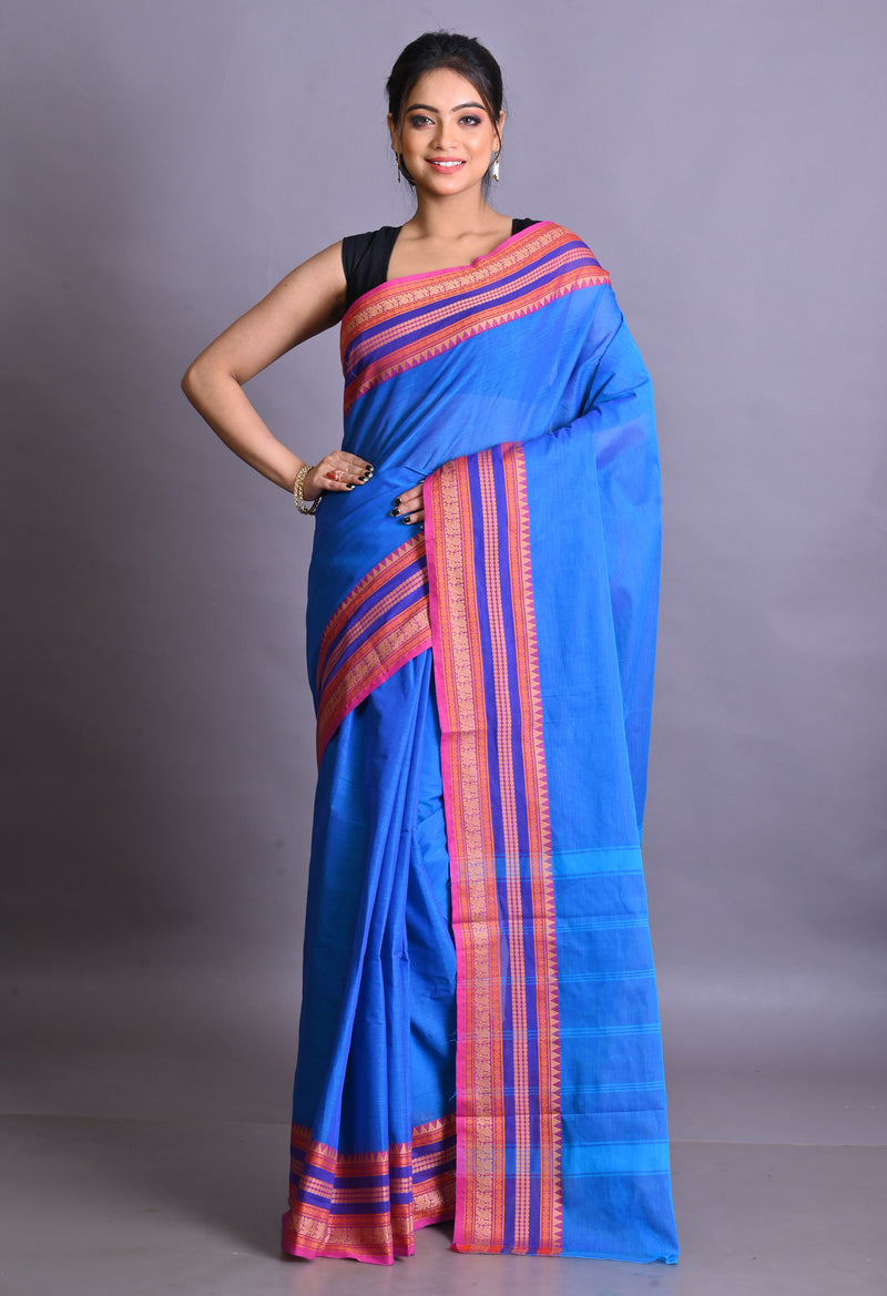 Blue Pure Pavani Handcrafted Kanchi Cotton Saree-UNM65932