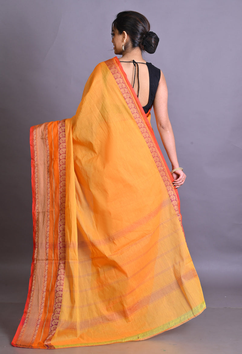 Yellow Pure Pavani Handcrafted Kanchi Cotton Saree-UNM65940