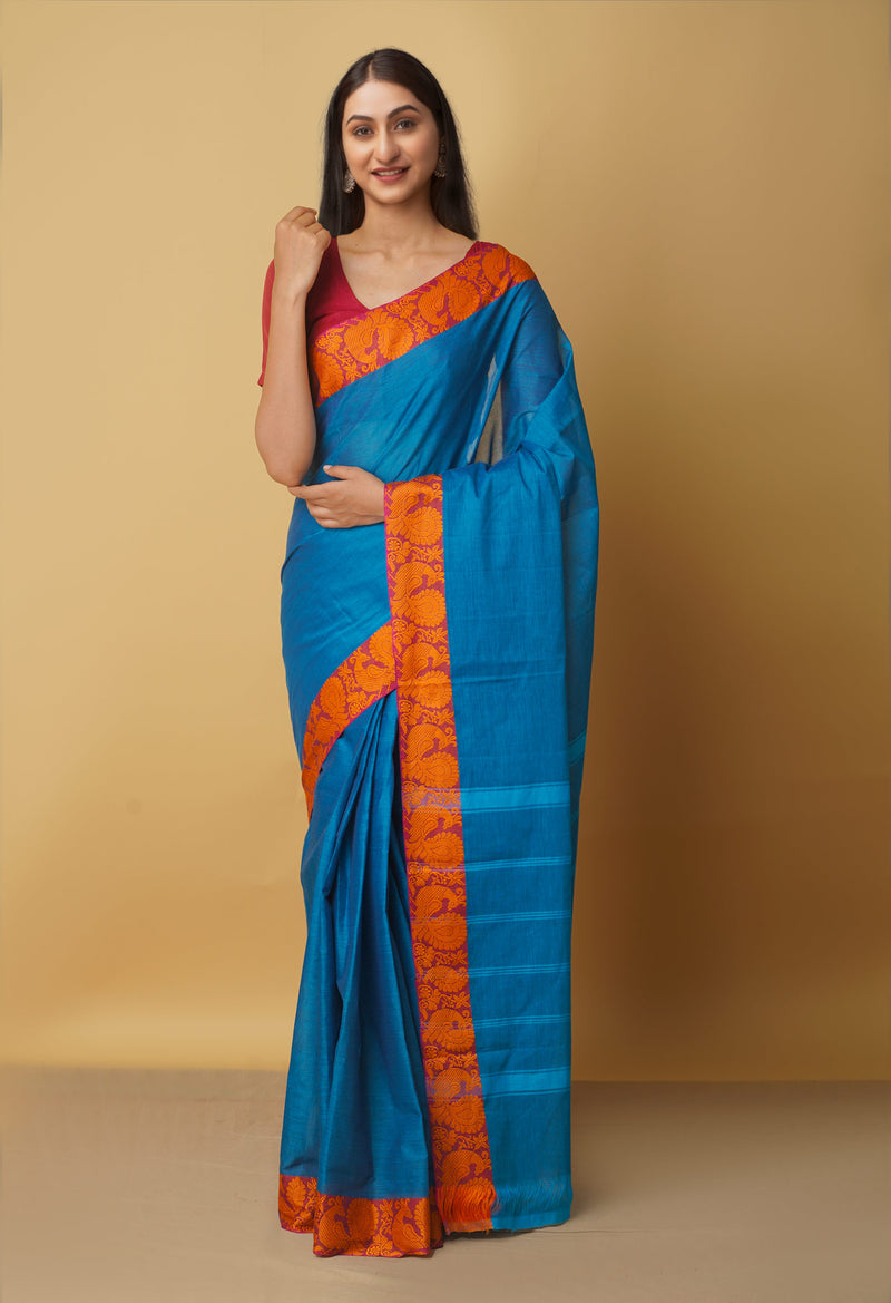 Blue Pure Pavani Handcrafted Kanchi Cotton Saree-UNM65948