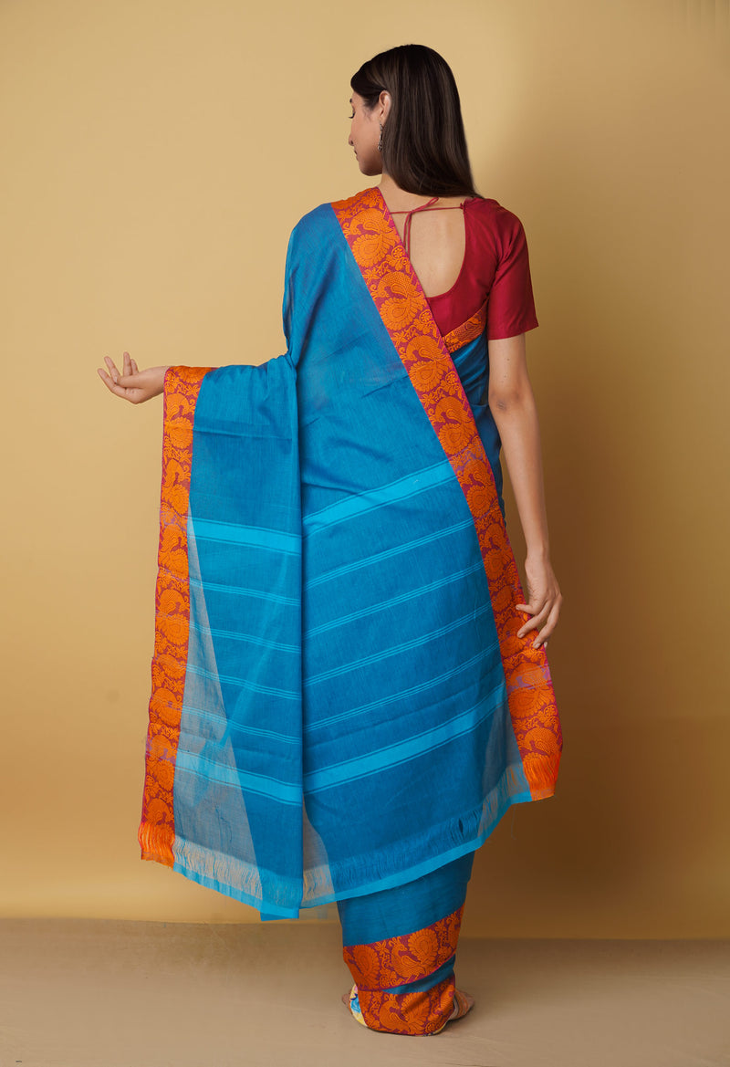 Blue Pure Pavani Handcrafted Kanchi Cotton Saree-UNM65948