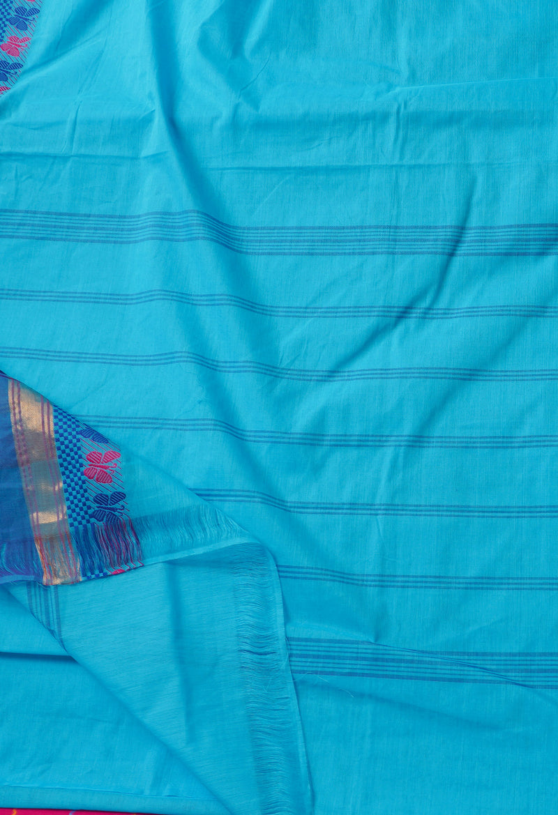 Blue Pure Pavani Handcrafted Kanchi Cotton Saree-UNM66027