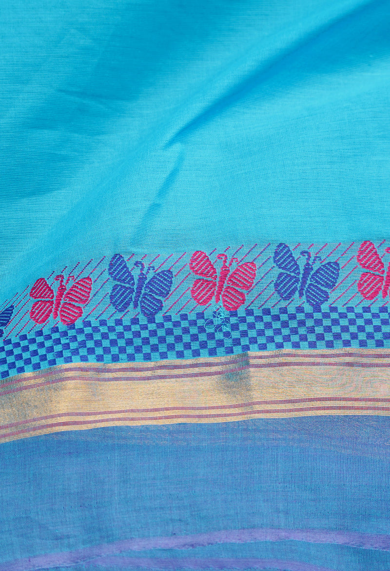 Blue Pure Pavani Handcrafted Kanchi Cotton Saree-UNM66027