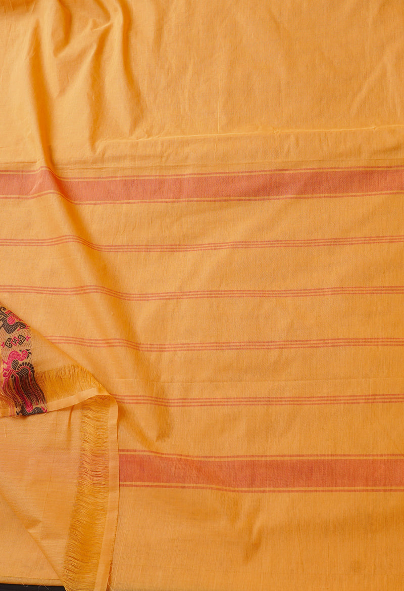 Light Orange Pure Pavani Handcrafted Kanchi Cotton Saree-UNM66028
