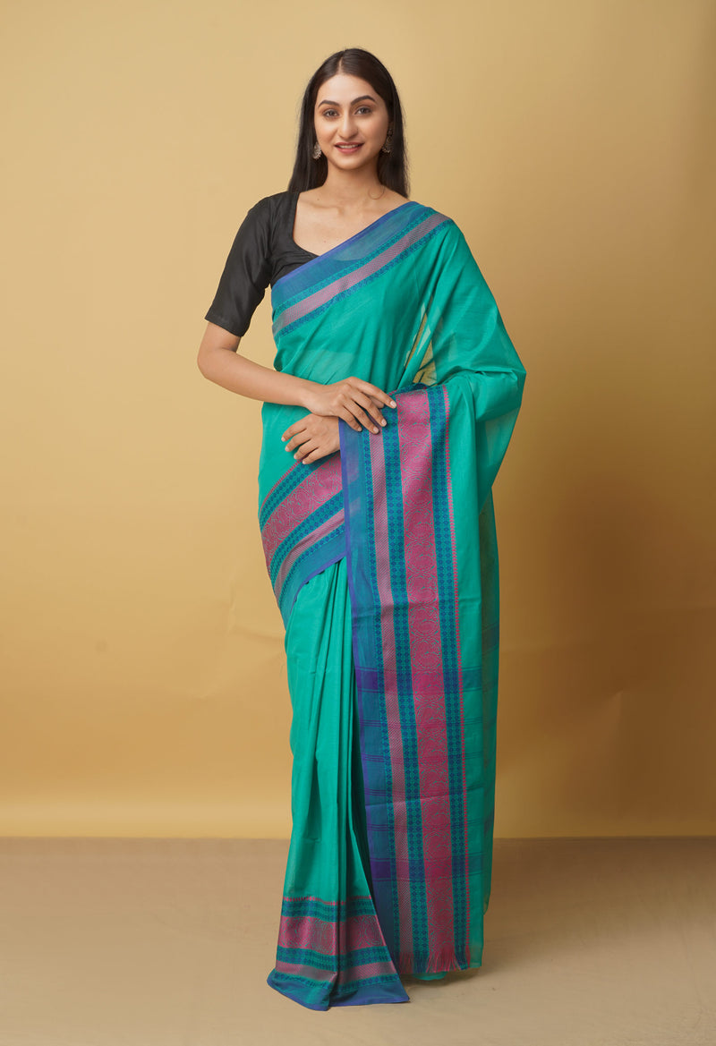 Green Pure Pavani Handcrafted Kanchi Cotton Saree-UNM66029