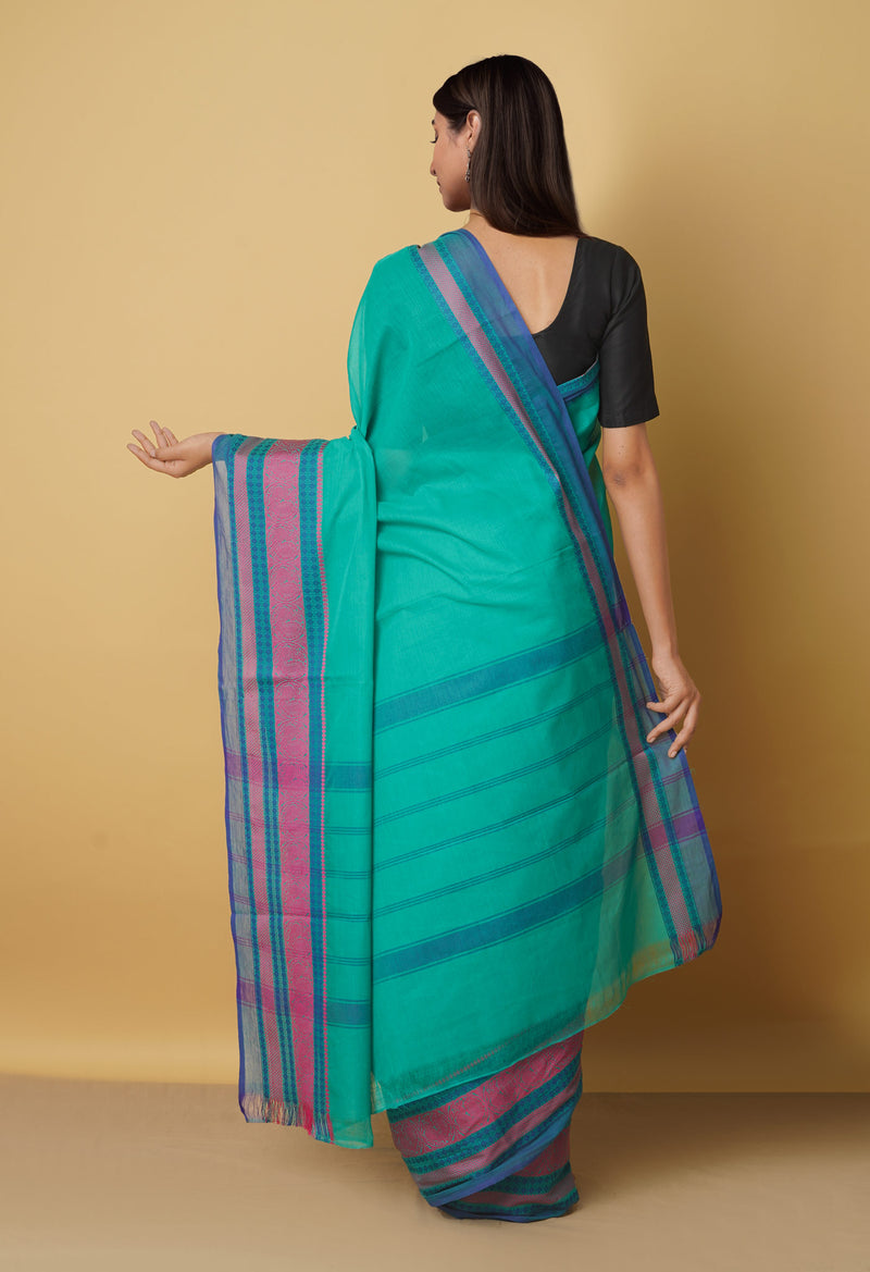 Green Pure Pavani Handcrafted Kanchi Cotton Saree-UNM66029