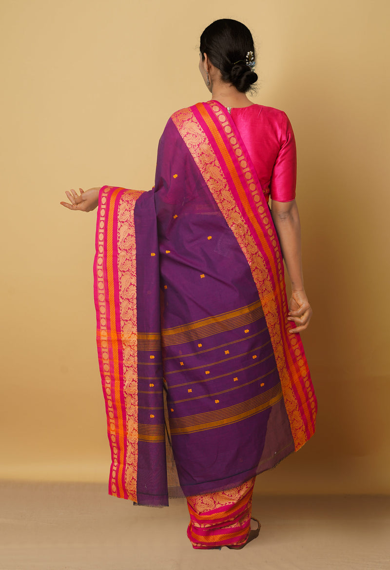 Purple Pure Pavani Handcrafted Kanchi Cotton Saree-UNM66074