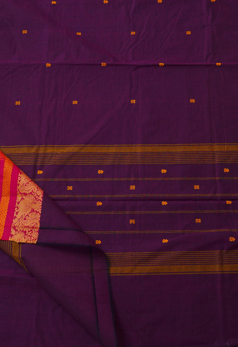 Purple Pure Pavani Handcrafted Kanchi Cotton Saree-UNM66074