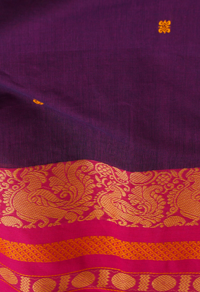 Purple Pure Pavani Handcrafted Kanchi Cotton Saree-UNM66074