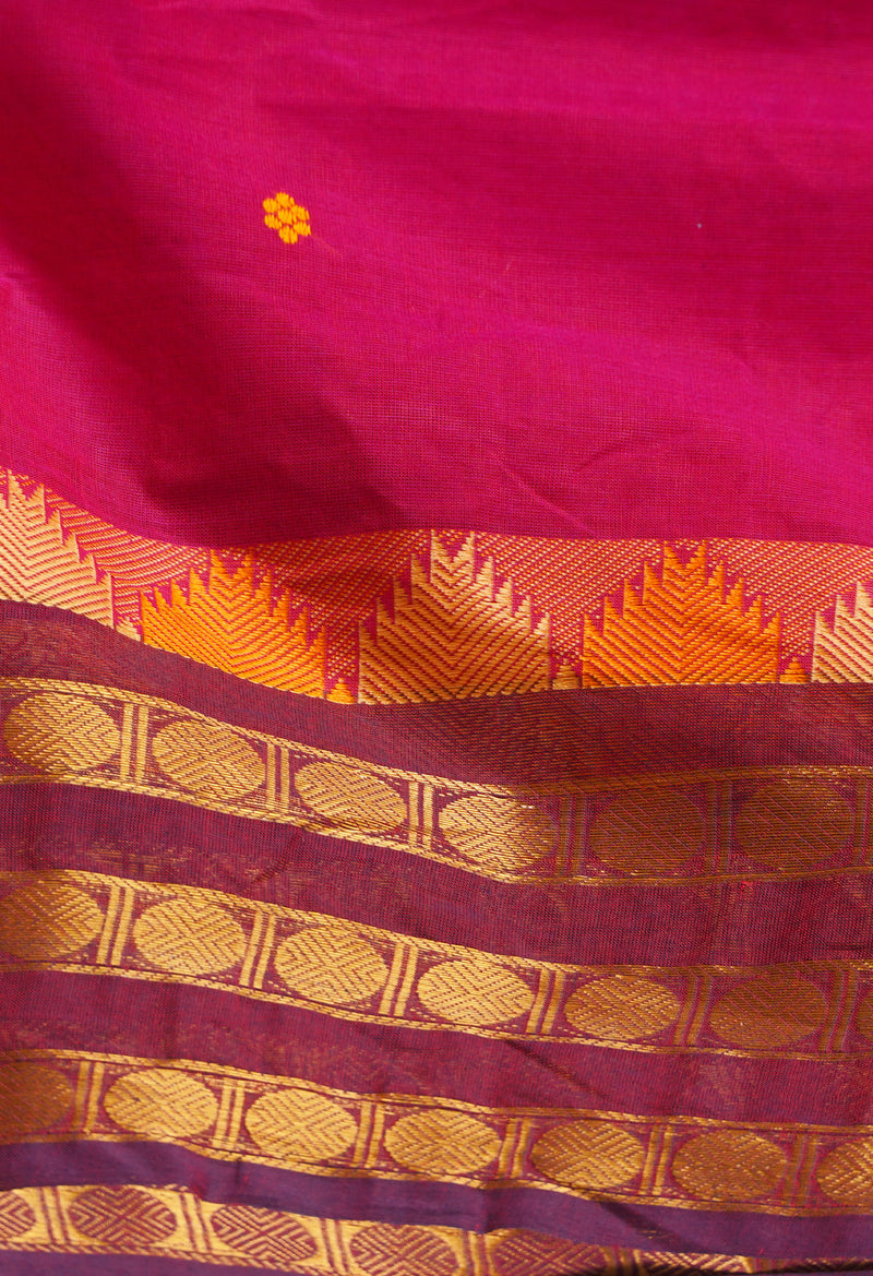 Pink Pure Pavani Handcrafted Kanchi Cotton Saree-UNM66133