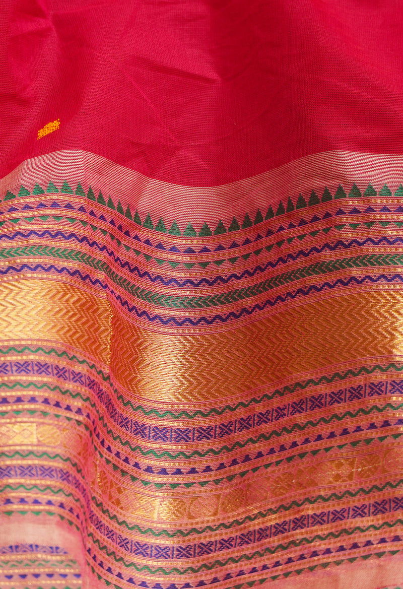 Pink Pure Pavani Handcrafted Kanchi Cotton Saree-UNM66137