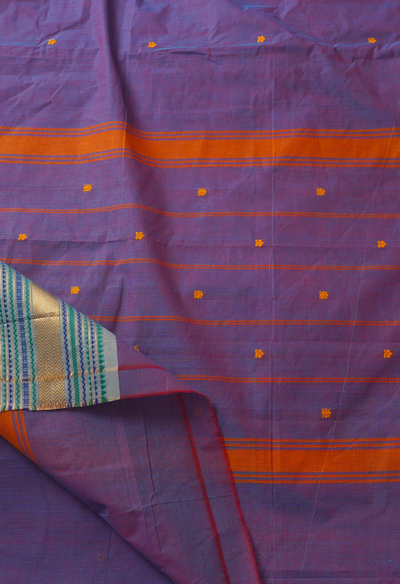 Blue-Pink Pure Pavani Handcrafted Kanchi Cotton Saree-UNM66140