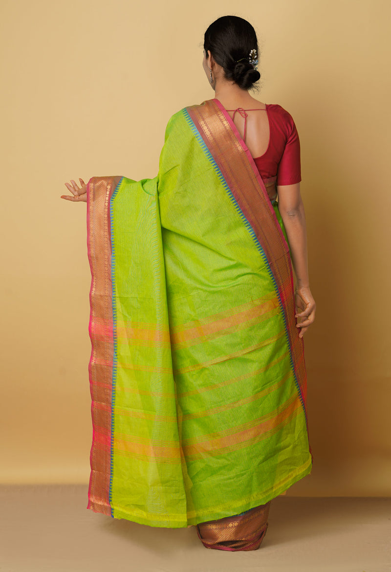 Green Pure Pavani Handcrafted Kanchi Cotton Saree-UNM66147