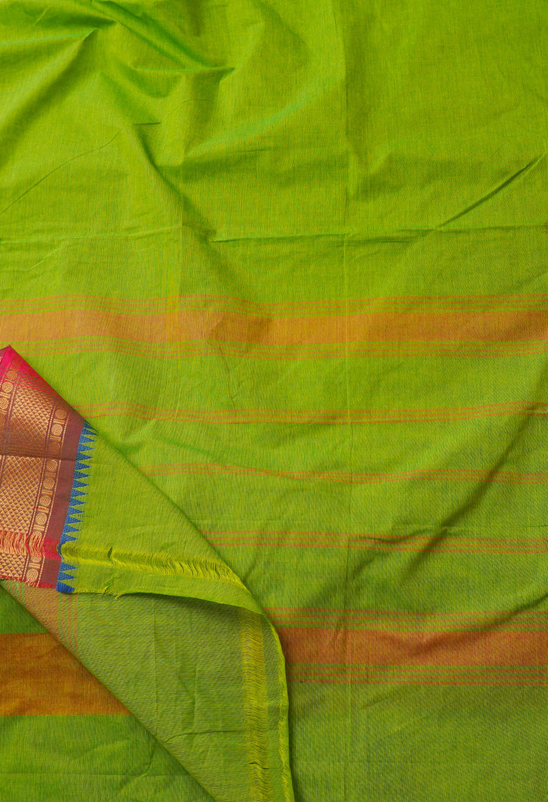 Green Pure Pavani Handcrafted Kanchi Cotton Saree-UNM66147