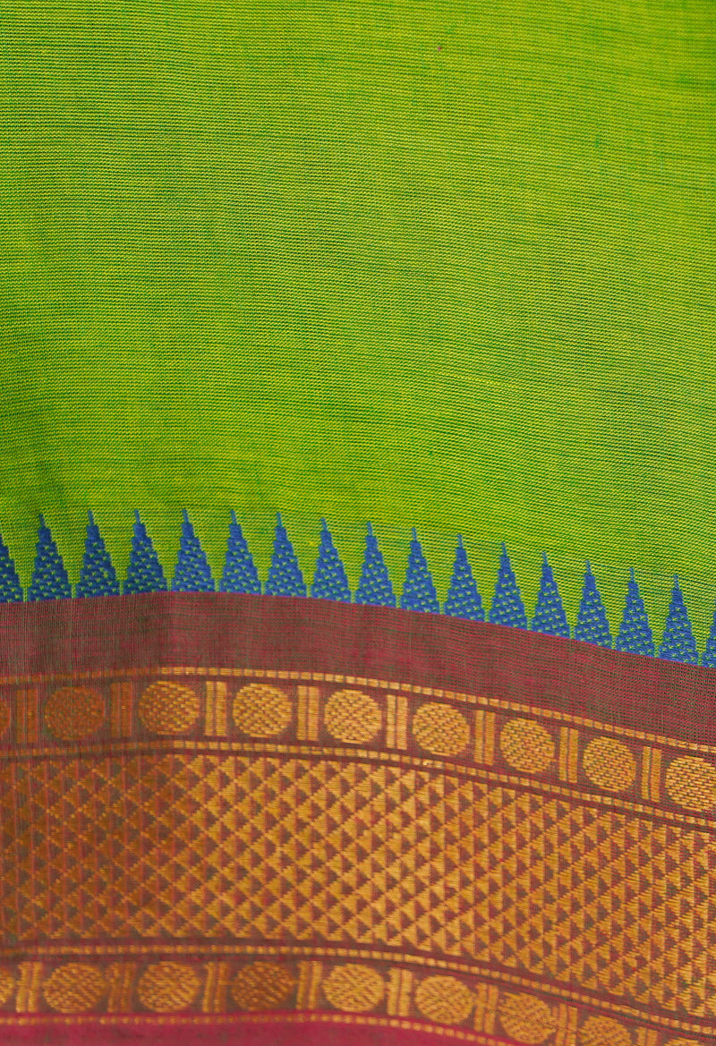 Green Pure Pavani Handcrafted Kanchi Cotton Saree-UNM66147