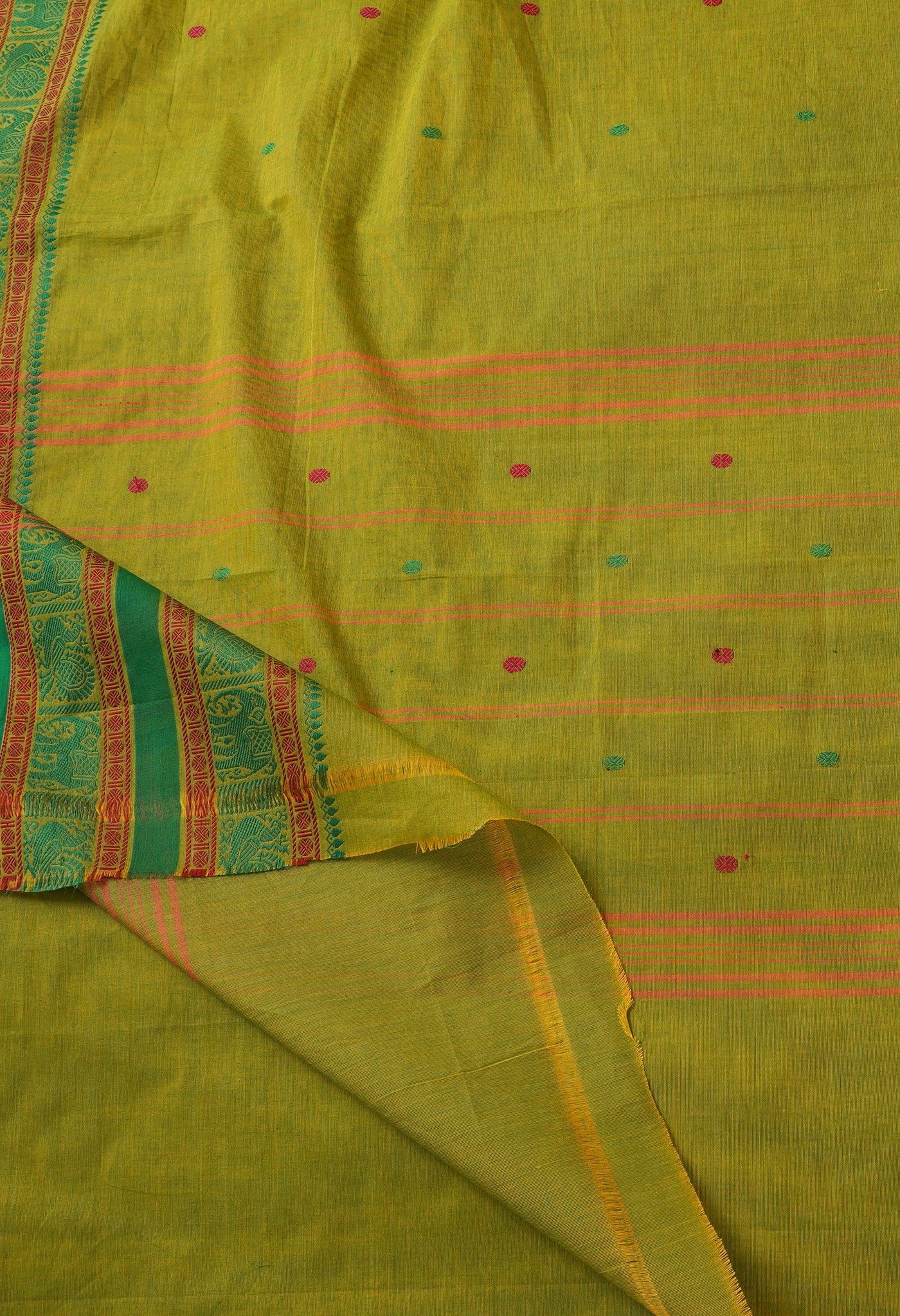 Green Pure Pavani Handcrafted Kanchi Cotton Saree