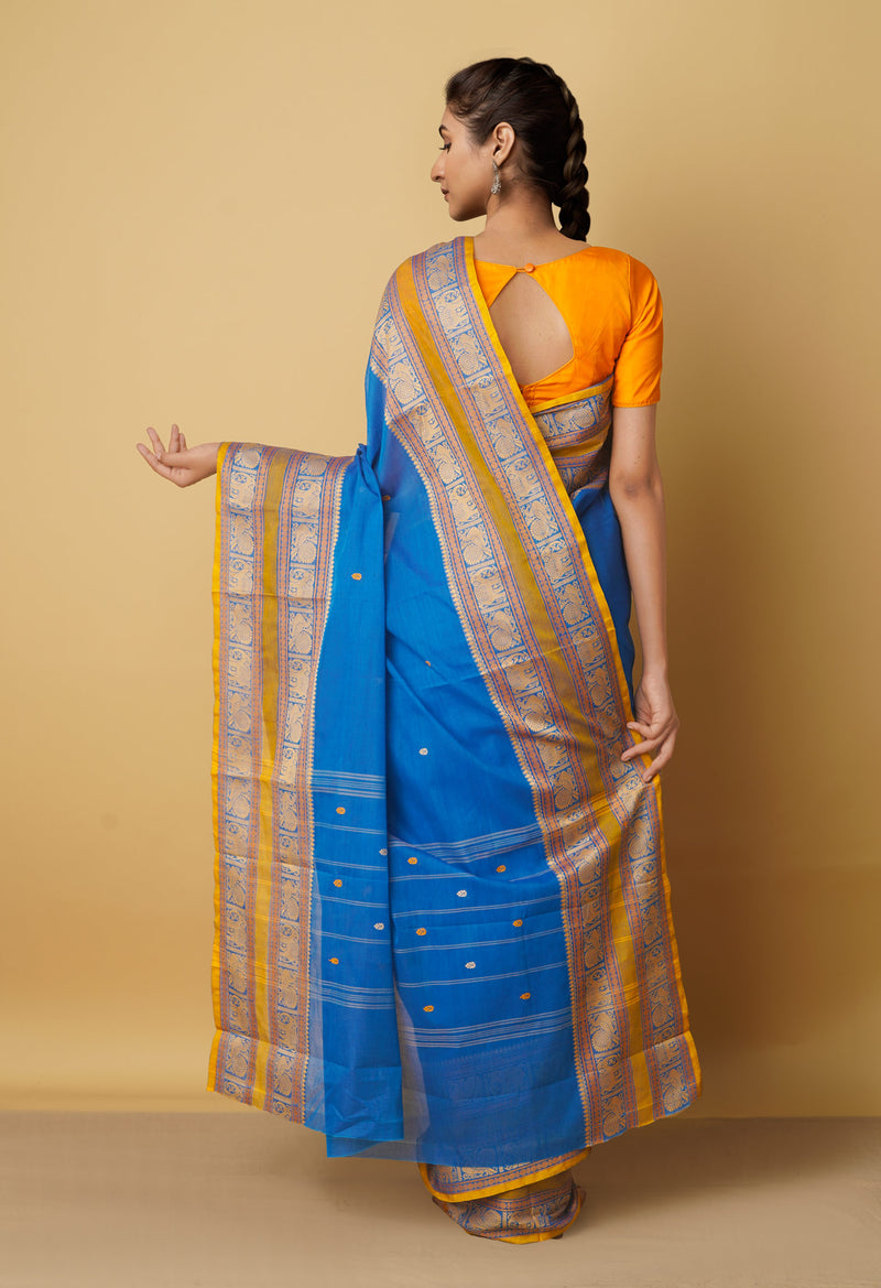 Blue Pure Pavani Handcrafted Kanchi Cotton Saree-UNM66155